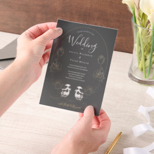 Invitations En Vélin Mariage gothique noir floral