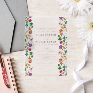 Invitations En Vélin Mariage Jaune Moutarde Violet Fleur de Prairie