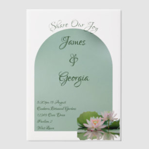 Invitations En Vélin Mariage minimaliste de lotus vert et rose doux