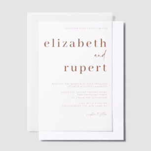 Invitations En Vélin Mariage minimaliste de typographie Serif en terre 