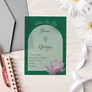 Invitations En Vélin Mariage minimaliste Soft Rose & Green Lotus