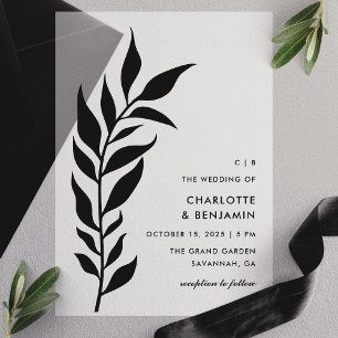 Invitations En Vélin Mariage Moderne à l'Arche de Feuille Noire