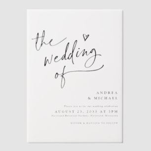 Invitations En Vélin Mariage Moderne avec Écriture Manuscrite