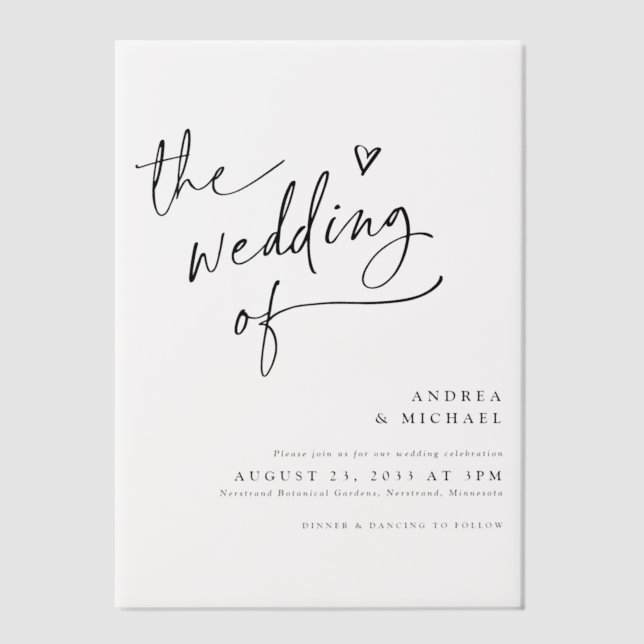 Invitations En Vélin Mariage Moderne avec Écriture Manuscrite (Recto)
