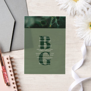 Invitations En Vélin Mariage moderne en marbre vert