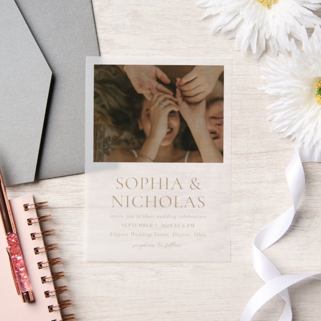 Invitations En Vélin Mariage moderne Sophia Gold (Mariage)