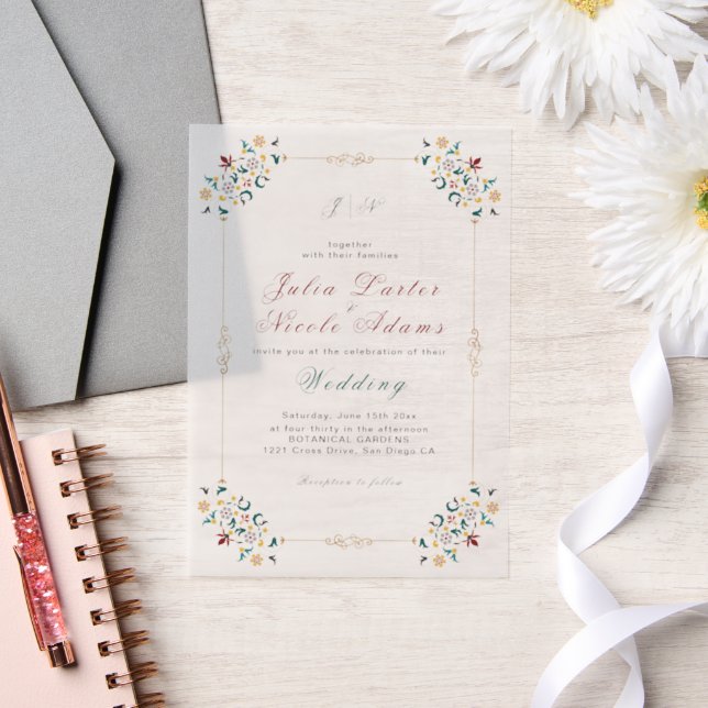 Invitations En Vélin Mariage Motif classique complexe de géométrie vint (Mariage)