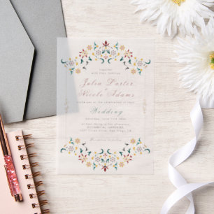 Invitations En Vélin Mariage Motif classique complexe de géométrie vint