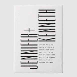 Invitations En Vélin Mariage noir blanc minimaliste ultra simple modern