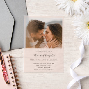 Invitations En Vélin Mariage photo neutre et terreux moderne