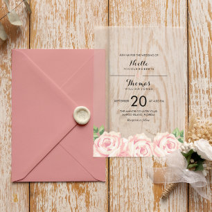 Invitations En Vélin Mariage Rose vintage