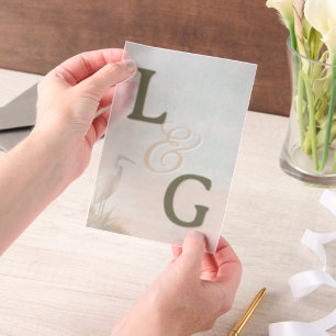 Invitations En Vélin Mariage sur la Côte avec Grandes Initiales et Supe