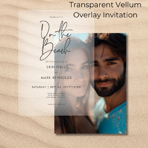 Invitations En Vélin Mariage sur la plage avec superposition de vélin