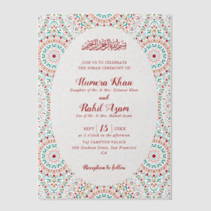 Invitations En Vélin Mihrab Musulman Mariage Élégant Damas Orné