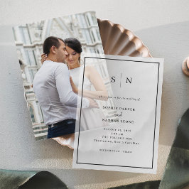 Invitations En Vélin Minimal et chic | Mariage frontalier noir Monogram
