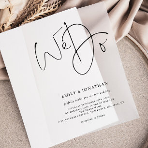 Invitations En Vélin Minimaliste Nous faisons Mariage de script moderne