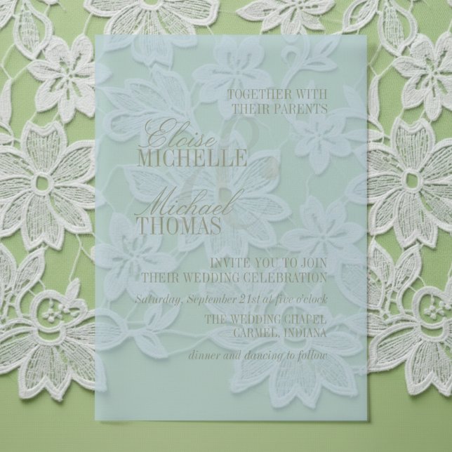 Invitations En Vélin Modern Script Citrus Blue Formal Wedding (Modern Script Citrus Blue Formal Wedding Vellum Invitations)