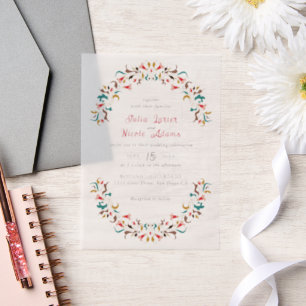Invitations En Vélin Moderne Élégant Mariage de couronne florale romant