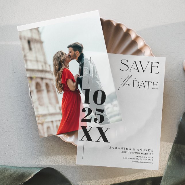 Invitations En Vélin Moderne Élégant Simple Bold Script Enregistrer la  (Modern Elegant Simple Bold Script Save the Date Vellum Invitations)