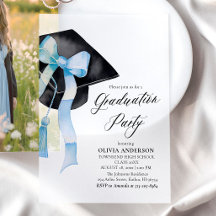 Moderne Elégant tendance Stylish Bleu Bow Graduati