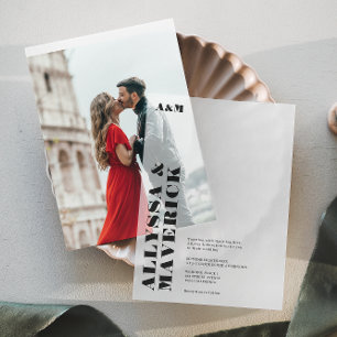 Invitations En Vélin Moderne Simple Bold Élégant Fiançailles noir blanc