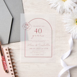 Invitations En Vélin ModerneMinimaliste Ruby Red 40e anniversaire Maria