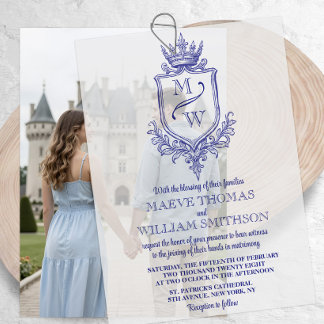 Invitations En Vélin Monogramme de la crête royale médiévale pour super