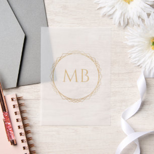 Invitations En Vélin Monogramme d'or Couple Initiales Mariage