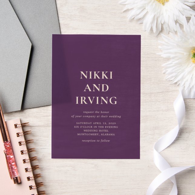 Invitations En Vélin Nikki Purple Mariage moderne (Mariage)
