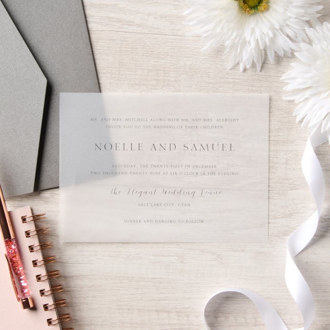 Invitations En Vélin Noelle Elegant Wedding (Mariage)