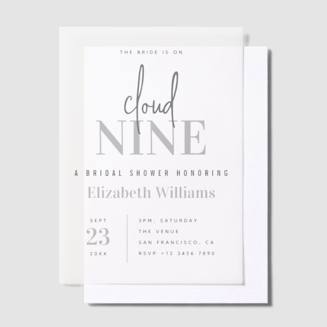 Invitations En Vélin Nous sommes sur Cloud 9 Fête de Fête des mariées m (Compenser)