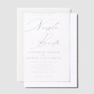 Invitations En Vélin Nuestra Boda Espagnol Langue Noir Script Mariage