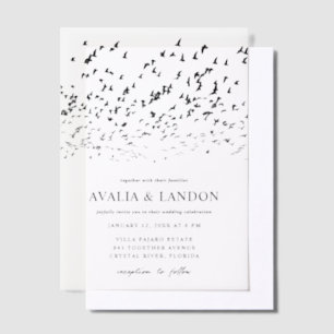 Invitations En Vélin Oiseaux modernes d'un Mariage de plume