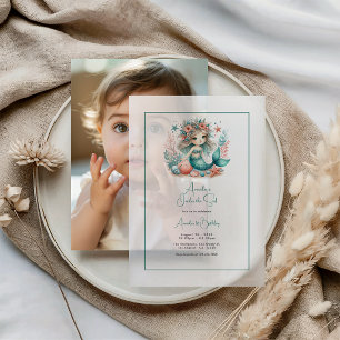 Invitations En Vélin “One-der la Mer” Sirène en vélin Premier Anniversa
