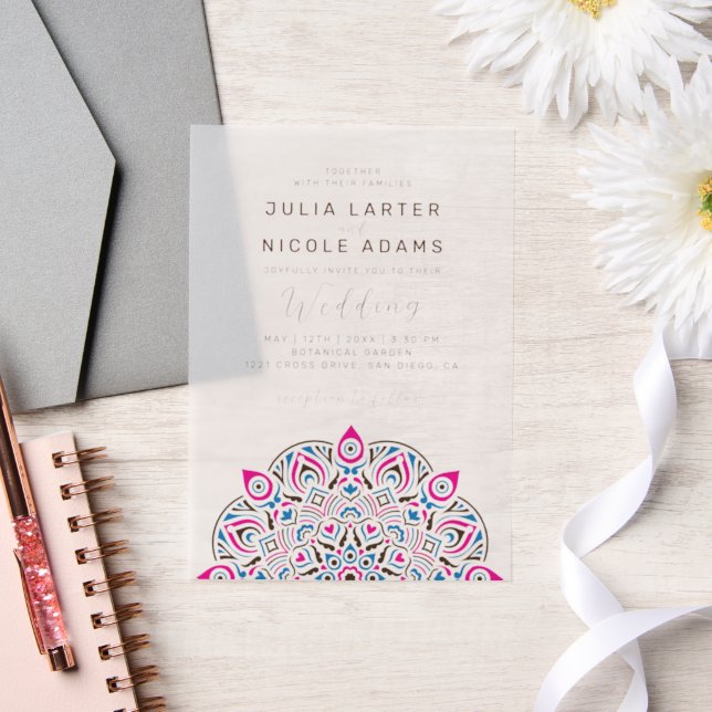 Invitations En Vélin Ouest Pacifique Variante Oval Classic Mandala Mari (Mariage)