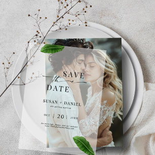 Invitations En Vélin Palmier tropical sauvage Feuilles mariage Enregist