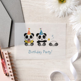 Invitations En Vélin Pandas mignon fête d'anniversaire Insertion