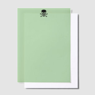 Invitations En Vélin Papiers en velours vert crâne noir