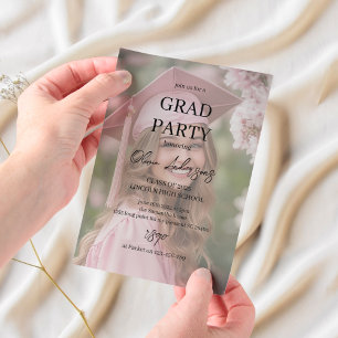 Invitations En Vélin Parti minimaliste de la graduation photo Élégant