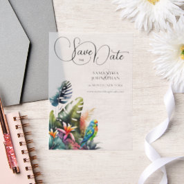 Invitations En Vélin Perroquet tropical fleurs de jungle luxuriantes