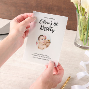 Invitations En Vélin Photo 1er anniversaire