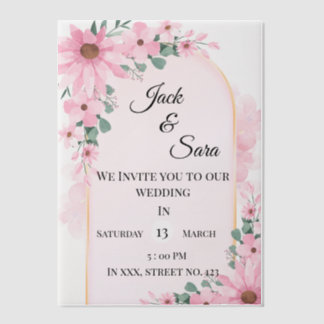 Invitations En Vélin Pink flowers Vellum Overlay