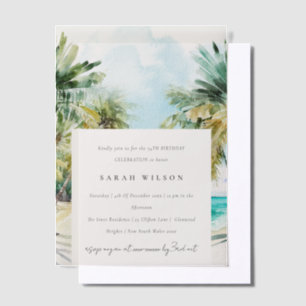 Invitations En Vélin Plage tropicale aquarelle Palm Tree Anniversaire