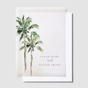 Invitations En Vélin Plage tropicale Palm Trees Mariage aquarelle