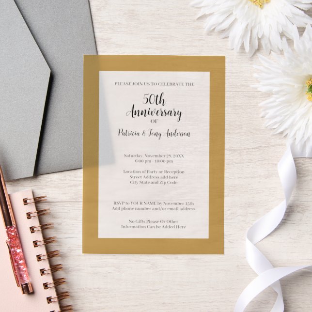 Invitations En Vélin Police classique de l'anniversaire du mariage avec (Mariage)