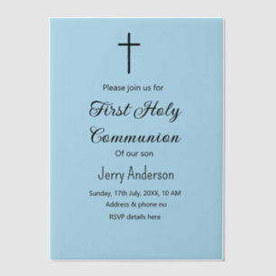 Invitations En Vélin Première communion sacrée catholique simple QR min