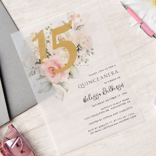 Invitations En Vélin Quinceanera 15e anniversaire de floraison
