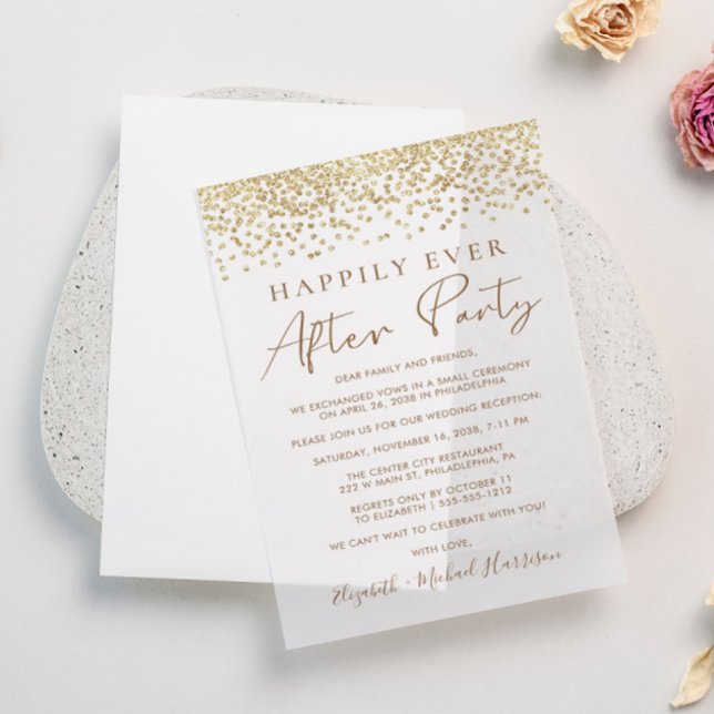 Invitations En Vélin Réception Mariage Parties scintillant Or Chic (Elevate your wedding invitations with the timeless beauty of vellum overlays)