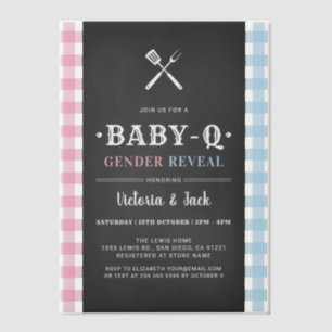 Invitations En Vélin Révélation de genre En vichy BBQ Noir