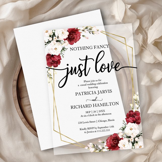 Invitations En Vélin Rien de fantaisie Juste de l'amour Mariage Bourgog (Créateur téléchargé)